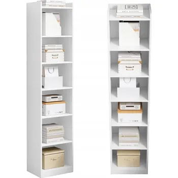 Knihovna Regál Rebiko bílý stojací regál na knihy 7 polic 40 cm x 180 cm x 30 cm bílý