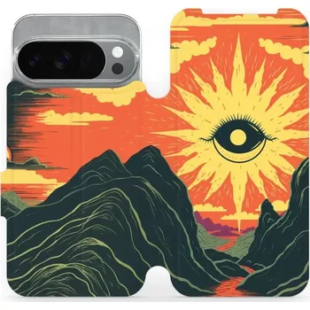 Pouzdro na mobilní telefon Flipové pouzdro Mobiwear - Google Pixel 10 Pro - VP55S Sluneční oko (Knížkové flip pouzdro, obal, kryt na mobil Google Pixel 10 Pro - VP55S Sluneční oko, materiál Umělá kůže + TPU - ochrana 360°, stojánek, silikonová vanička, magnetické zavírání)