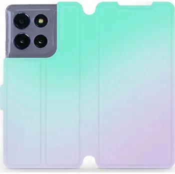 Pouzdro na mobilní telefon Flipové pouzdro Mobiwear - Motorola Moto G86 5G - VP63S Mátový a fialový odstín (Knížkové flip pouzdro, obal, kryt na mobil Motorola Moto G86 5G - VP63S Mátový a fialový odstín, materiál Umělá kůže + TPU - ochrana 360°, stojánek, silikonová vanička,)