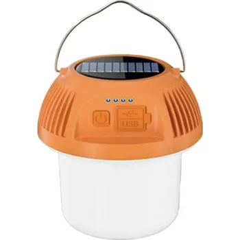 Kempingová svítilna s solárním dobíjením, LED lampa do stanu