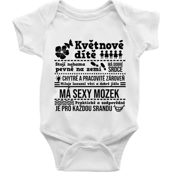 Narozeniny květen - Body kojenecké s krátkým rukávem - Krátký r. 3-6 měs ( Bílá )