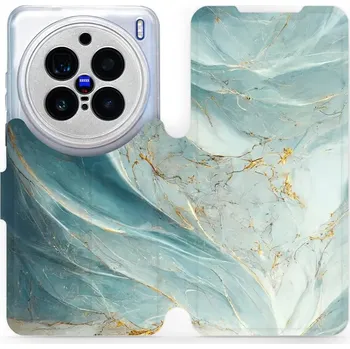 Flipové pouzdro Mobiwear - Vivo X200 Pro - VP34S Zelenkavý a zlatavý mramor (Knížkové flip pouzdro, obal, kryt na mobil Vivo X200 Pro - VP34S Zelenkavý a zlatavý mramor, materiál Umělá kůže + TPU - ochrana 360°, stojánek, silikonová vanička, magnetické)