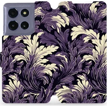 Pouzdro na mobilní telefon Flipové pouzdro Mobiwear - Motorola Moto G86 5G - VA46S Fialové rostliny (Knížkové flip pouzdro, obal, kryt na mobil Motorola Moto G86 5G - VA46S Fialové rostliny, materiál Umělá kůže + TPU - ochrana 360°, stojánek, silikonová vanička, magnetické zavírání