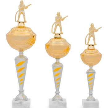 Pohár EDICE HASIČI, výška 39 cm, zlatý/stříbrný