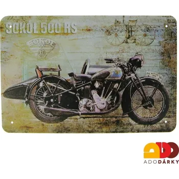 Plechová cedule Plechová cedule - Sokol 500 RS 20 x 30 cm (Plechová cedule - motorka)