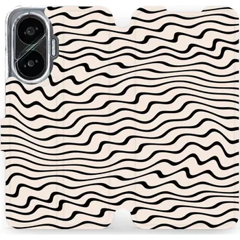 Pouzdro na mobilní telefon Flipové pouzdro Mobiwear - Xiaomi Poco F7 - VA62S Vlnky na béžové (Knížkové flip pouzdro, obal, kryt na mobil Xiaomi Poco F7 - VA62S Vlnky na béžové, materiál Umělá kůže + TPU - ochrana 360°, stojánek, silikonová vanička, magnetické zavírání)