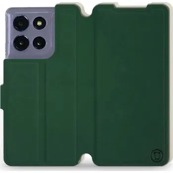 Pouzdro na mobilní telefon Flipové pouzdro Mobiwear Semiš - Motorola Moto G86 5G - Zelené & Béžové (Knížkové semišové flip pouzdro, obal, kryt na mobil Motorola Moto G86 5G - Zelené & Béžové, materiál semiš + TPU, ochrana 360°, stojánek, silikonová vanička, magnetické zavírání)