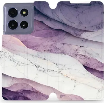 Pouzdro na mobilní telefon Flipové pouzdro Mobiwear - Motorola Moto G86 5G - VP31S Bílý a fialový mramor (Knížkové flip pouzdro, obal, kryt na mobil Motorola Moto G86 5G - VP31S Bílý a fialový mramor, materiál Umělá kůže + TPU - ochrana 360°, stojánek, silikonová vanička, magnetick