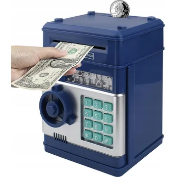 Pokladnička ELEKTRONICKÝ BANKOMAT PRO DĚTI SEJF POKLADNIČKA NA MINCE A BANKOVKY S PIN KÓDEM