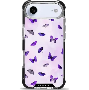 Pouzdro na mobilní telefon Odolný obal Mobiwear MagSafe Elite Bumper - Apple iPhone Air - DP77D Fialoví motýlci (Odolný kryt, pouzdro, obal Mobiwear Elite Bumper na mobil Apple iPhone Air - DP77D Fialoví motýlci, materiál Plast + TPU silikon + kov - zesílená ochrana telefonu, podpo