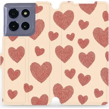Pouzdro na mobilní telefon Flipové pouzdro Mobiwear - Motorola Moto G86 5G - VP93S Otisk srdce (Knížkové flip pouzdro, obal, kryt na mobil Motorola Moto G86 5G - VP93S Otisk srdce, materiál Umělá kůže + TPU - ochrana 360°, stojánek, silikonová vanička, magnetické zavírání)