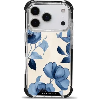 Pouzdro na mobilní telefon Odolný obal Mobiwear MagSafe Elite Bumper - Apple iPhone 17 Pro - DP73D Modrá krása květů (Odolný kryt, pouzdro, obal Mobiwear Elite Bumper na mobil Apple iPhone 17 Pro - DP73D Modrá krása květů, materiál Plast + TPU silikon + kov - zesílená ochrana)