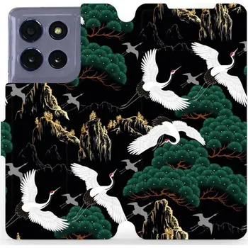 Pouzdro na mobilní telefon Flipové pouzdro Mobiwear - Motorola Moto G86 5G - VP16S Jeřábi (Knížkové flip pouzdro, obal, kryt na mobil Motorola Moto G86 5G - VP16S Jeřábi, materiál Umělá kůže + TPU - ochrana 360°, stojánek, silikonová vanička, magnetické zavírání)