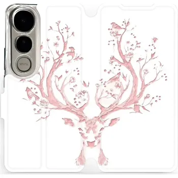 Pouzdro na mobilní telefon Flipové pouzdro Mobiwear - Vivo V50 Lite - M007S Růžový jelínek (Knížkové flip pouzdro, obal, kryt na mobil Vivo V50 Lite - M007S Růžový jelínek, materiál Umělá kůže + TPU - ochrana 360°, stojánek, silikonová vanička, magnetické zavírání)