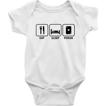 Kojenecký body Eat sleep poker - Body kojenecké s krátkým rukávem - Krátký r. 3-6 měs ( Bílá )