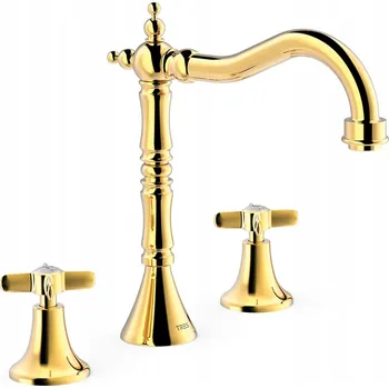 Vodovodní baterie Stojánková umyvadlová baterie Tres zlatá