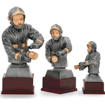 Hasičská trofej v luxusním provedení, výška 32 cm, antik/zlatá, dřev.p