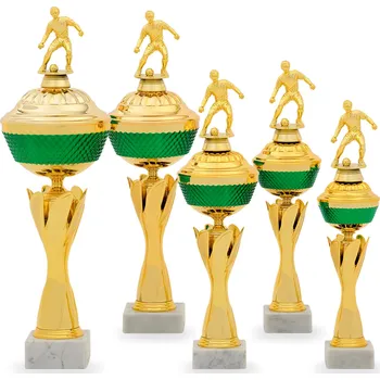 Pohár EDICE FOTBAL, výška 39 cm, zlatý/zelený