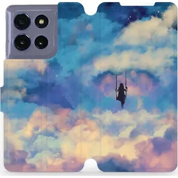 Pouzdro na mobilní telefon Flipové pouzdro Mobiwear - Motorola Moto G86 5G - MR09S Dívka na houpačce v oblacích (Knížkové flip pouzdro, obal, kryt na mobil Motorola Moto G86 5G - MR09S Dívka na houpačce v oblacích, materiál Umělá kůže + TPU - ochrana 360°, stojánek, silikonová)