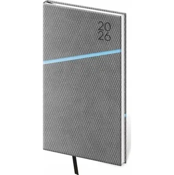 Diář Helma - Grife - týdenní diář 2026, šedo/modrý, kapesní, 8 × 15 cm
