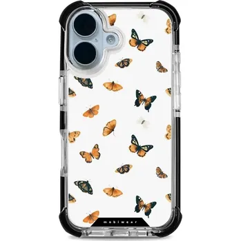 Pouzdro na mobilní telefon Odolný obal Mobiwear MagSafe Elite Bumper - Apple iPhone 17 - DP76D Oranžoví motýlci (Odolný kryt, pouzdro, obal Mobiwear Elite Bumper na mobil Apple iPhone 17 - DP76D Oranžoví motýlci, materiál Plast + TPU silikon + kov - zesílená ochrana telefonu, podpo