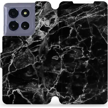 Pouzdro na mobilní telefon Flipové pouzdro Mobiwear - Motorola Moto G86 5G - V056P Černý mramor (Knížkové flip pouzdro, obal, kryt na mobil Motorola Moto G86 5G - V056P Černý mramor, materiál Umělá kůže + TPU - ochrana 360°, stojánek, silikonová vanička, magnetické zavírání)