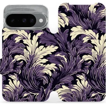 Pouzdro na mobilní telefon Flipové pouzdro Mobiwear - Google Pixel 10 - VA46S Fialové rostliny (Knížkové flip pouzdro, obal, kryt na mobil Google Pixel 10 - VA46S Fialové rostliny, materiál Umělá kůže + TPU - ochrana 360°, stojánek, silikonová vanička, magnetické zavírání)