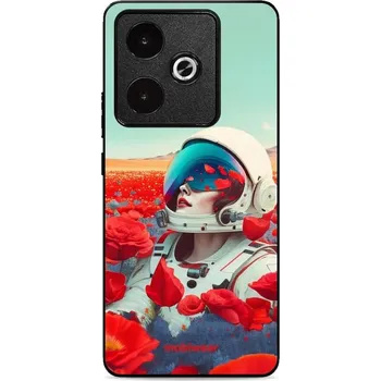 Pouzdro na mobilní telefon Lesklý kryt Mobiwear Glossy - Realme GT 7T - G001G Astronautka v květech (Prémiové lesklé pouzdro, obal, kryt Mobiwear Glossy na mobil Realme GT 7T - G001G Astronautka v květech, materiál Plast + TPU silikon - krytí po všech stranách, neošoupatelný potisk