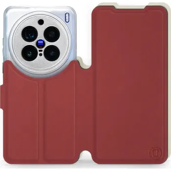 Pouzdro na mobilní telefon Flipové pouzdro Mobiwear Semiš - Vivo X200 Pro - Cihlové & Béžové (Knížkové semišové flip pouzdro, obal, kryt na mobil Vivo X200 Pro - Cihlové & Béžové, materiál semiš + TPU, ochrana 360°, stojánek, silikonová vanička, magnetické zavírání)