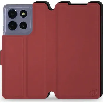 Pouzdro na mobilní telefon Flipové pouzdro Mobiwear Semiš - Motorola Moto G86 5G - Cihlové & Černé (Knížkové semišové flip pouzdro, obal, kryt na mobil Motorola Moto G86 5G - Cihlové & Černé, materiál semiš + TPU, ochrana 360°, stojánek, silikonová vanička, magnetické zavírání)