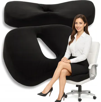 Polštář ORTOPEDICKÝ POLŠTÁŘ PRO SEDĚNÍ PROFILOVANÝ PAMĚŤOVÝ NA ŽIDLI KŘESLO ČERNÝ