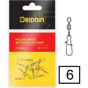 DELPHIN - Karabinka na obratlíku Rolling Swivel with Fastlock Snap BN / 6