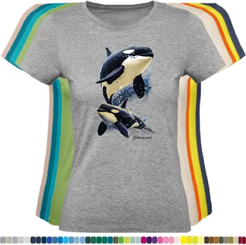 Dámské tričko damske-levne-bavlnene-tricko-digitalni-potisk-orca-kosatka-drava Barva: Grey melange - šedá směs, velikost: XL