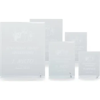 Skleněná plaketa s laserovým gravírováním, 85x110mm