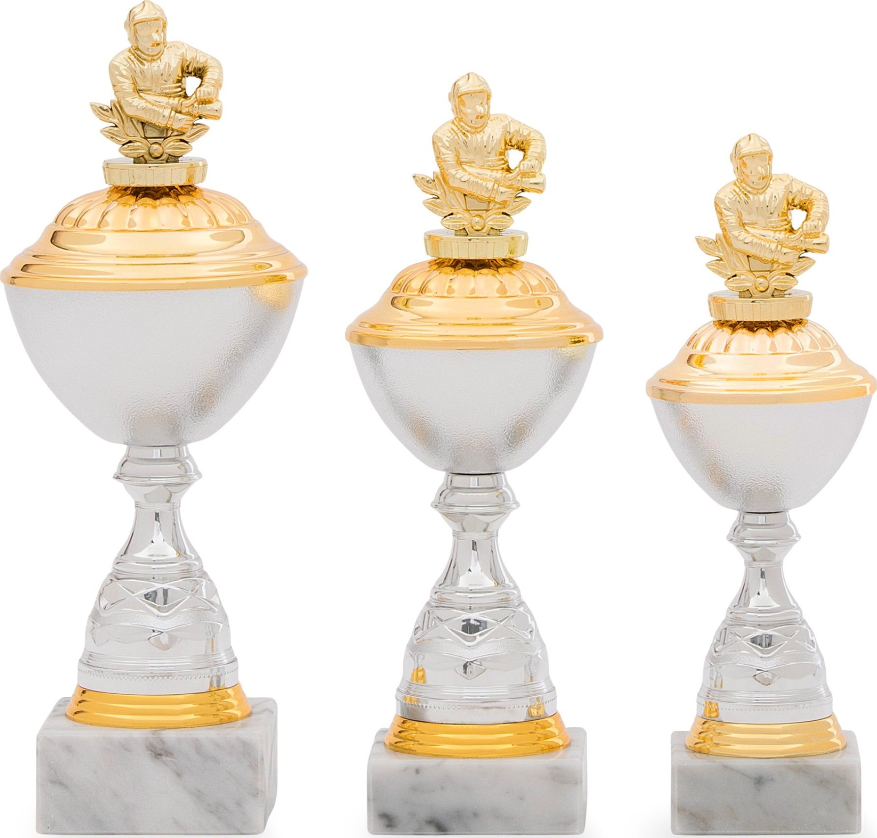 Pohár EDICE HASIČI, výška 27 cm, stříbrný/zlatý