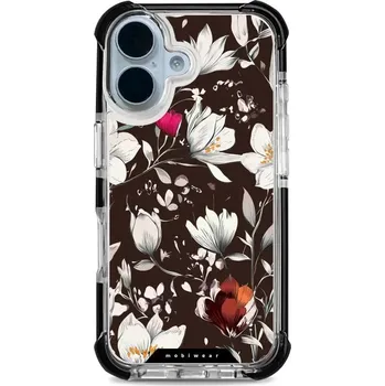 Pouzdro na mobilní telefon Odolný obal Mobiwear MagSafe Elite Bumper - Apple iPhone 17 - DP72D Květy na hnědé (Odolný kryt, pouzdro, obal Mobiwear Elite Bumper na mobil Apple iPhone 17 - DP72D Květy na hnědé, materiál Plast + TPU silikon + kov - zesílená ochrana telefonu, podpora)