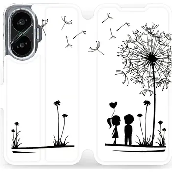 Pouzdro na mobilní telefon Flipové pouzdro Mobiwear - Xiaomi Poco F7 - MH16P Dvojice s pampeliškou (Knížkové flip pouzdro, obal, kryt na mobil Xiaomi Poco F7 - MH16P Dvojice s pampeliškou, materiál Umělá kůže + TPU - ochrana 360°, stojánek, silikonová vanička, magnetické zavírání)