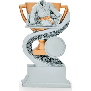 Trofej se symbolem karate, výška 12 cm, stříbrná/zlatá