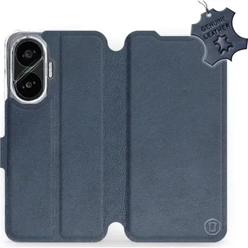 Pouzdro na mobilní telefon Kožené flip pouzdro Mobiwear - Xiaomi Poco F7 - Modré (Kožené knížkové pouzdro, obal, kryt na mobil Xiaomi Poco F7, Modré, materiál Genuine Leather, ochrana 360°, stojánek, silikonová vanička, magnetické zavírání)