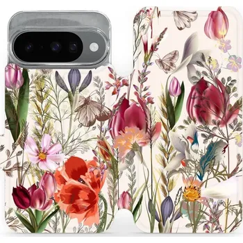 Pouzdro na mobilní telefon Flipové pouzdro Mobiwear - Google Pixel 10 - MP01S Rozkvetlá louka (Knížkové flip pouzdro, obal, kryt na mobil Google Pixel 10 - MP01S Rozkvetlá louka, materiál Umělá kůže + TPU - ochrana 360°, stojánek, silikonová vanička, magnetické zavírání)