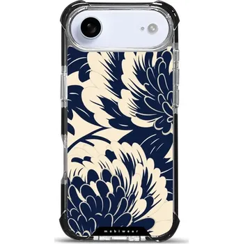 Pouzdro na mobilní telefon Odolný obal Mobiwear MagSafe Elite Bumper - Apple iPhone Air - DA40D Modré a béžové květy (Odolný kryt, pouzdro, obal Mobiwear Elite Bumper na mobil Apple iPhone Air - DA40D Modré a béžové květy, materiál Plast + TPU silikon + kov - zesílená ochrana)
