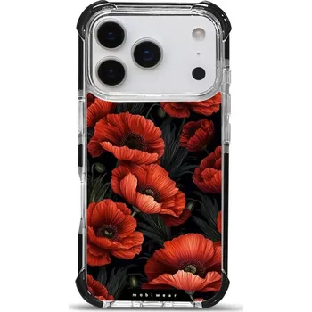 Pouzdro na mobilní telefon Odolný obal Mobiwear MagSafe Elite Bumper - Apple iPhone 17 Pro - D006D Temné červené květy (Odolný kryt, pouzdro, obal Mobiwear Elite Bumper na mobil Apple iPhone 17 Pro - D006D Temné červené květy, materiál Plast + TPU silikon + kov - zesílená ochrana)