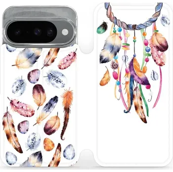 Pouzdro na mobilní telefon Flipové pouzdro Mobiwear - Google Pixel 10 - M003S Lapač a barevná pírka (Knížkové flip pouzdro, obal, kryt na mobil Google Pixel 10 - M003S Lapač a barevná pírka, materiál Umělá kůže + TPU - ochrana 360°, stojánek, silikonová vanička, magnetické zavírání