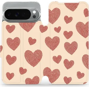 Pouzdro na mobilní telefon Flipové pouzdro Mobiwear - Google Pixel 10 Pro XL - VP93S Otisk srdce (Knížkové flip pouzdro, obal, kryt na mobil Google Pixel 10 Pro XL - VP93S Otisk srdce, materiál Umělá kůže + TPU - ochrana 360°, stojánek, silikonová vanička, magnetické zavírání)