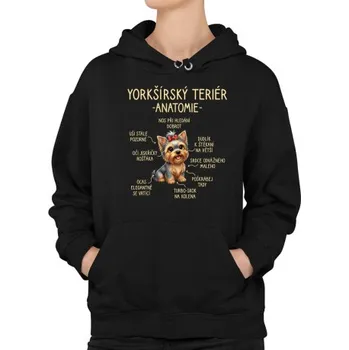 Žertovný předmět yorkšírský teriér – anatomie - dámská mikina s potiskem- Tričkový.cz