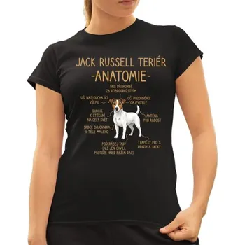 Žertovný předmět Jack Russell teriér – anatomie - dámské tričko s potiskem- Tričkový.cz