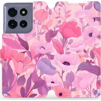 Pouzdro na mobilní telefon Flipové pouzdro Mobiwear - Motorola Moto G86 5G - VP74S Růžové květy snů (Knížkové flip pouzdro, obal, kryt na mobil Motorola Moto G86 5G - VP74S Růžové květy snů, materiál Umělá kůže + TPU - ochrana 360°, stojánek, silikonová vanička, magnetické zavírání