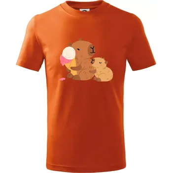Kapybara se zmrzlinou - Tričko dětské bavlněné - 98 cm / 2 roky ( Oranžová )