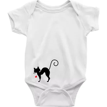 Kojenecký body Zamilovaná kočka prohnutá - Body kojenecké s krátkým rukávem - Krátký r. 3-6 měs ( Bílá )