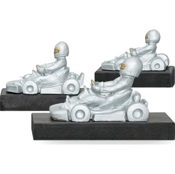 Trofej luxusní se symbolem motorismu, výška 12 cm, stříbrná/zlatá